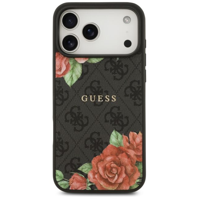 Case Guess 4G Flowers Print MagSafe for iPhone 17 Pro black - imagine 3