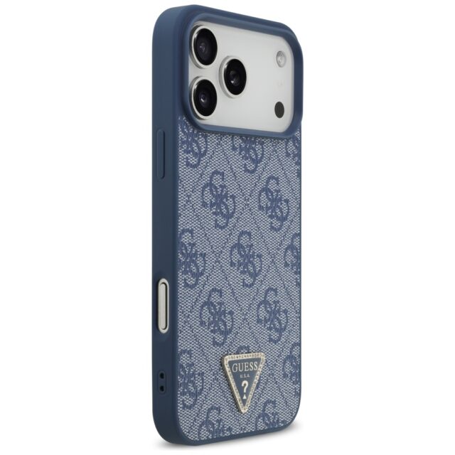 Guess Leather 4G Triangle Strass MagSafe case for iPhone 17 Pro Max blue - imagine 4