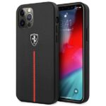 Ferrari FEOMSHCP12LBK iPhone 12 Pro Max black hardcase Off Track Leather Nylon Stripe