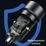 USAMS Car Charger C39 USB+USB-C 60WFast Charge purple CC208CC02 (US-CC208) - imagine 6