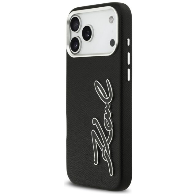 Karl Lagerfeld FW Grained Signature Logo Case for iPhone 17 Pro Max Black - imagine 2