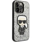 Karl Lagerfeld KLHCP14LGFKPG iPhone 14 Pro 6,1" hardcase silver Glitter Flakes Ikonik - imagine 4