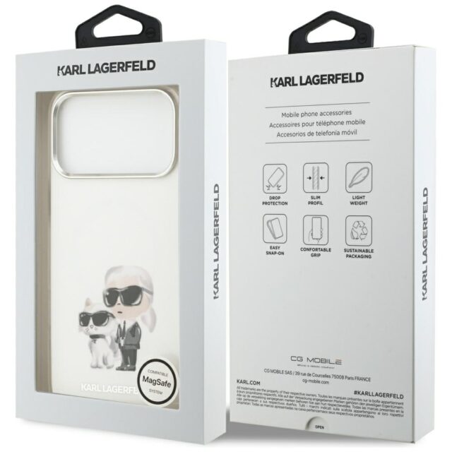 Karl Lagerfeld IML Aquarelle Karl & Choupette & Logo MagSafe Case for iPhone 17 Pro Max White - imagine 8