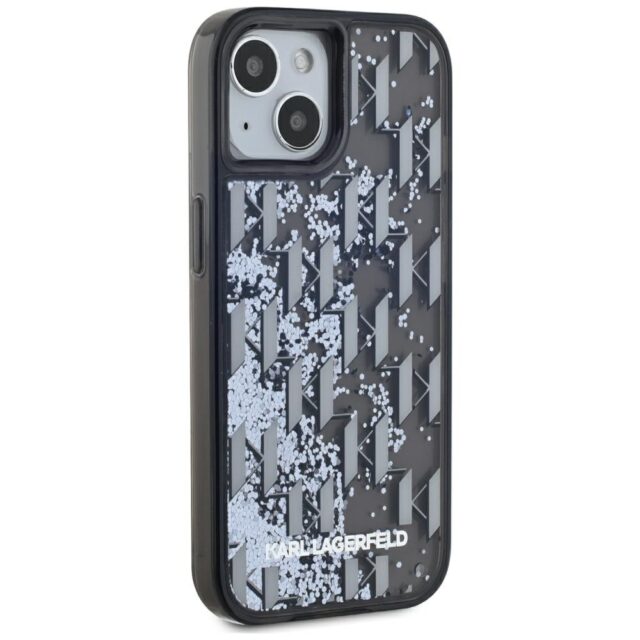 Case Karl Lagerfeld Liquide Glitter Monogram Gradient for iPhone 15 black - imagine 4