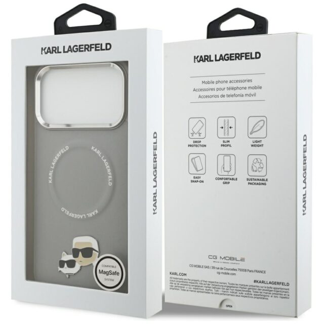 Karl Lagerfeld Karl & Choupette Pins MagSafe Case for iPhone 17 Pro Gray - imagine 8
