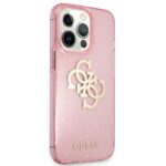 Guess GUHCP13LPCUGL4GPI iPhone 13 Pro /13 6,1" pink hard case Glitter 4G Big Logo - imagine 4