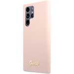 Guess GUHCS23LLSLMGPP S23 Ultra S918 pink hardcase Silicone Script Metal Logo - imagine 2