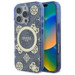 Guess GUHMP16LH4PYEEB iPhone 16 Pro 6.3" blue hardcase IML Peony On 4G Background MagSafe