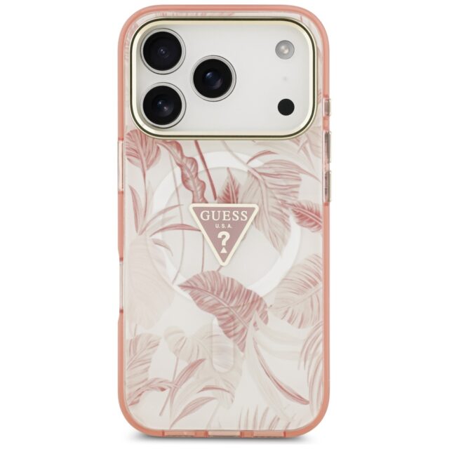 Guess Jungle Tonal Triangle MagSafe Case for iPhone 17 Pro Pink - imagine 3