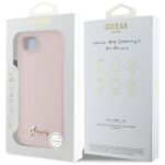 Case Guess Silicone Script Metal Logo MagSafe for iPhone 16e pink - imagine 8