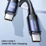 USAMS U71 USB-C to USB-C Cable 1.2m 100W PD Fast Charge black SJ524USB01 (US-SJ524) - imagine 2