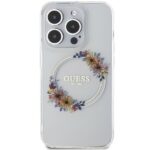 Guess GUHMP15LHFWFCT iPhone 15 Pro 6.1" transparent hardcase IML Flowers Wreatch MagSafe - imagine 3