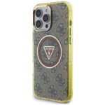 Case Guess IML Metal Glitter 4G Circle Triangle MagSafe for Phone 16 Pro brown - imagine 2