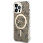 Guess Set GUBPP13LH4EACSW Case+ Charger iPhone 13 Pro brown hard case 4G Print MagSafe - imagine 2