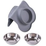 Double Pet Bowl for Dogs and Cats Extralink Pets, Metal Non-Slip 2 Bowls + Mat pet-837 - imagine 4