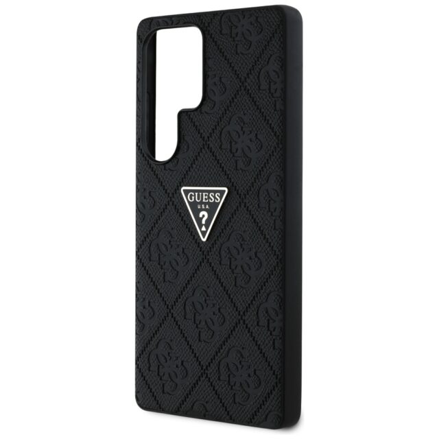Case Guess Hot Stamp 4G Pattern Triangle Metal Logo Samsung Galaxy S25 Ultra black - imagine 6