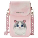 Nimmy 3in1 Set phone bag + wallet + locator case pink Big Eyed Pet 2.0 Cat - imagine 2
