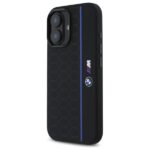 BMW BMHMP16S23SHEB iPhone 16 6.1" black hardcase Silicone Hexagon Blue Line MagSafe - imagine 2