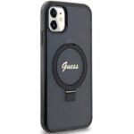 Guess GUHMN61HRSGSK iPhone 11 / Xr 6.1" black hardcase Ring Stand Script Glitter MagSafe - imagine 4