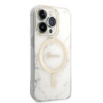 Guess Set GUBPP14LHMEACSH Case+Charger iPhone 14 Pro 6,1"white hard case Marble MagSafe - imagine 4