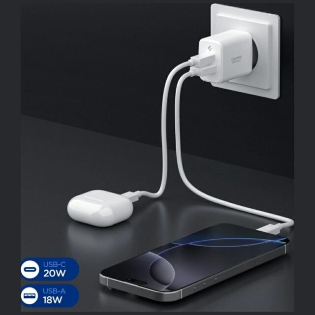 Ładowarka sieciowa Spigen Essential       EE202EU 20W USB-C/USB-A biały - imagine 5