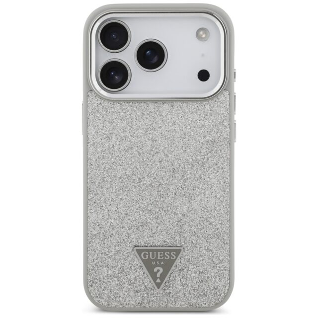 Case Guess Glitter Triangle Logo MagSafe for iPhone 17 Pro silver - imagine 3
