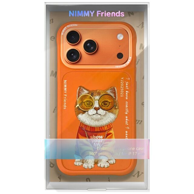 Etui Nimmy Glasses Cool Cat do iPhone 17  Pro Max pomarańczowy - imagine 7