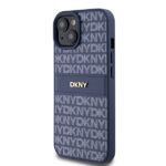 DKNY DKHCP15SPRTHSLB iPhone 15 / 14 / 13 6.1 inch blue hardcase Leather Mono Stripe & Metal Logo - imagine 2