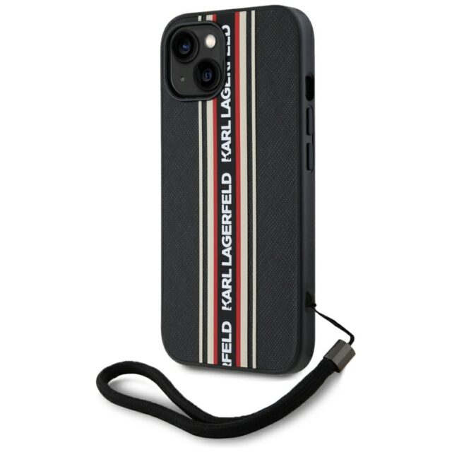 Case Karl Lagerfeld Saffiano Athleisure Stripes Cord for iPhone 15 red - imagine 2