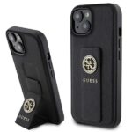 Guess GUHCP15SPGSSADK iPhone 15 / 14 / 13 6.1" black hardcase Grip Stand 4G Saffiano Strass