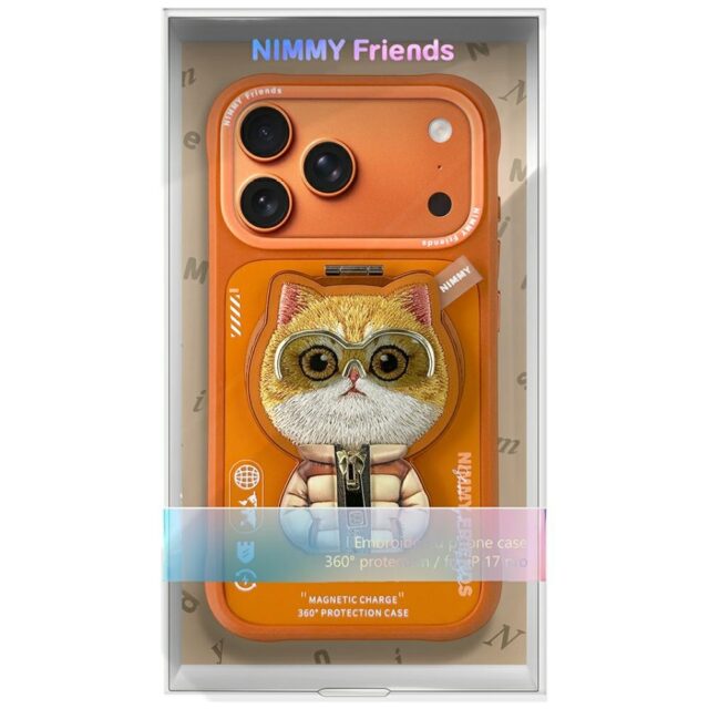 Etui Nimmy Cool&Cute 2.0 Cat do iPhone    17 Pro Max z magnetyczną zawieszką pomarańczowy - imagine 7