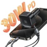 USAMS Car charger with retractable cable 2xUSB-C C41 PD 30W Fast Charge black/black CC220CC01 (US-CC - imagine 4