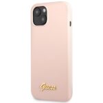 Guess GUHCP13MLSLMGLP iPhone 13 / 14 / 15 6.1" light pink hardcase Silicone Script Gold L - imagine 2
