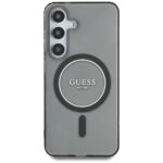 Case Guess Glitter Circle Classic Logo MagSafe for Samsung Galaxy S25 black - imagine 3