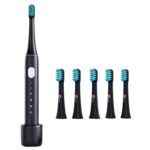 Sonic Toothbrush + 5 Replacement Heads infly P60 Black, up to 19000 RPM, IPX7