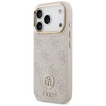Case Guess 4G Strass Logo & Big Strap    Metal Buttons MagSafe for iPhone 17 Pro pink - imagine 2
