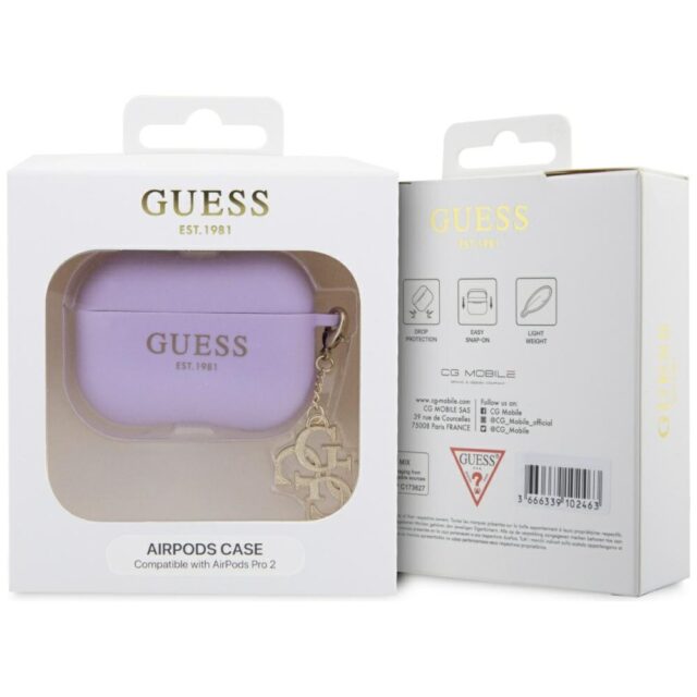 Guess GUAP2LECG4U AirPods Pro 2 (2022/2023) cover purple Liquid Silicone Glitter Triangle C - imagine 5