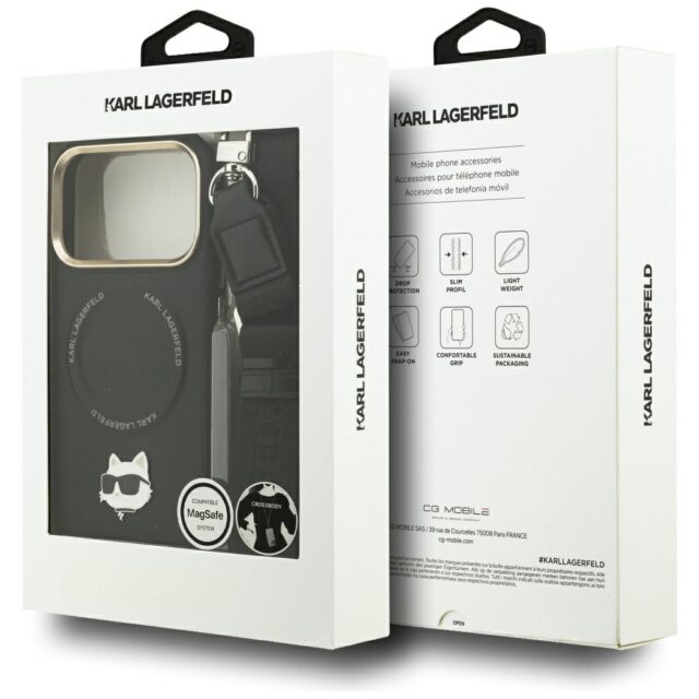 Karl Lagerfeld Big Strap Choupette Metal Logo MagSafe Case for iPhone 17 Pro Black - imagine 10