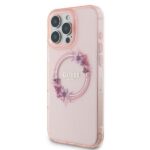 Guess GUHMP16LHFWFCP iPhone 16 Pro 6.3" pink hardcase IML Flowers Wreath MagSafe - imagine 2
