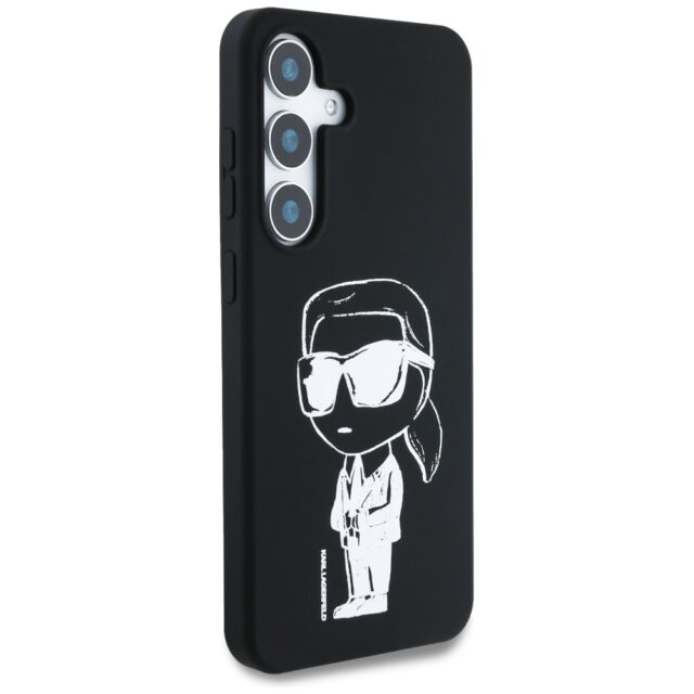 Case Karl Lagerfeld Silicone Graffiti Ikonik Printed Logo MagSafe for Samsung Galaxy S25 black - imagine 4