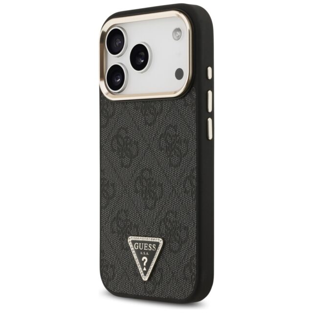 Case Guess 4G Triangle Logo MagSafe for iPhone 17 Pro black gold - imagine 2