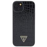 Guess GUHCP15SPCRTHCK iPhone 15 / 14 / 13 6.1" black hardcase Croco Triangle Metal Logo - imagine 3