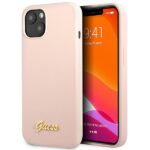 Guess GUHCP13MLSLMGLP iPhone 13 / 14 / 15 6.1" light pink hardcase Silicone Script Gold L
