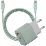 Wall charger Bazic GoPort Velox Kit USB-C/USB-A GaN 35W with cable green