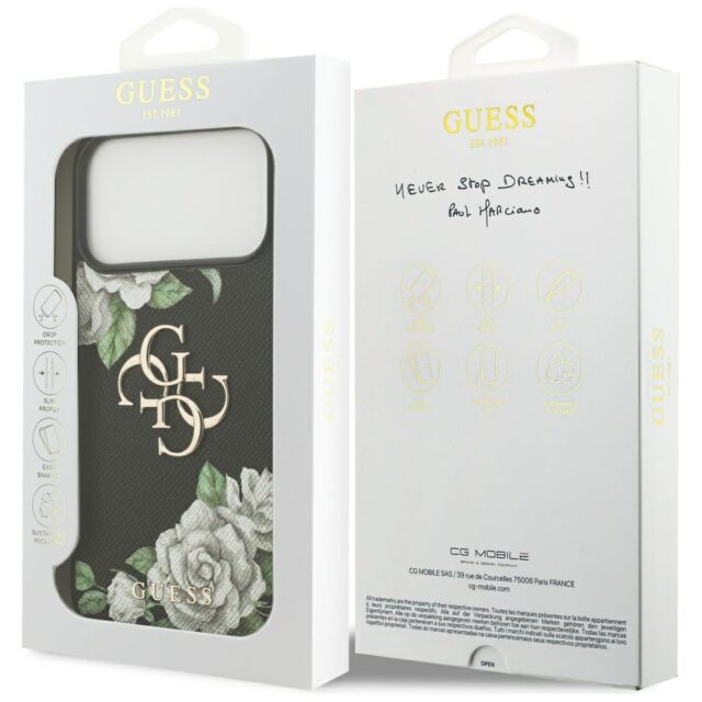 Case Guess Grained Roses & Big 4G Logo for iPhone 17 Pro Max black - imagine 8