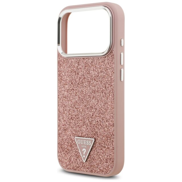 Guess Glitter Triangle Logo MagSafe Case for iPhone 17 Pro Pink - imagine 6