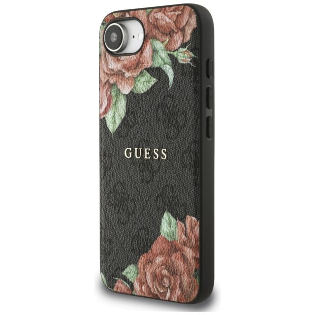 Case Guess 4G Flowers Print MagSafe for iPhone 16e black - imagine 2