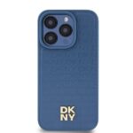 DKNY DKHMP15LPSHRPSB iPhone 15 Pro 6.1 inch blue hardcase Leather Monogram Pattern Metal Logo MagSaf - imagine 3
