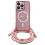 Guess GUHMP16LHCTSGNSP iPhone 16 Pro 6.3" pink hardcase Crossbody Cord Script MagSafe - imagine 2