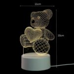 3D Heart Bear Night Light Extralink Home, Optical Illusion for Bedroom USB - imagine 4